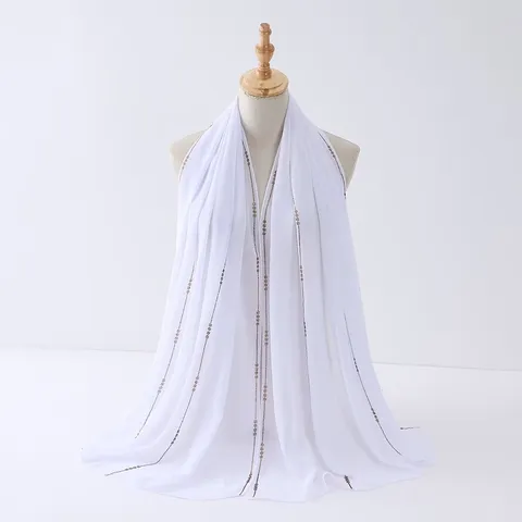 Sciarpa in Chiffon Stampa Catena Strass Donna Leggero Lungo Scialle Avvolgere Foulard Accessori Moda