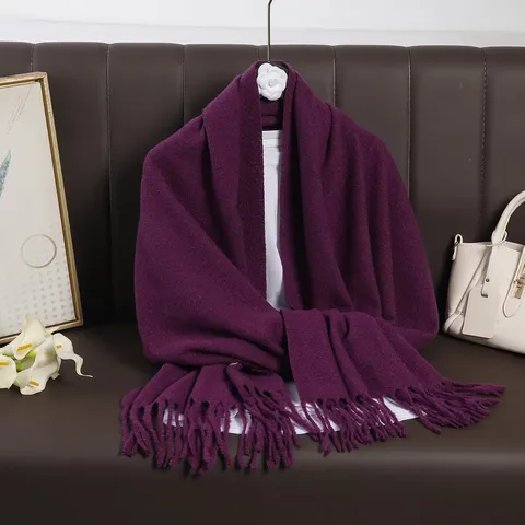 Winter Warm Solid Color Imitation Cashmere Long Scarf Tassels Versatile Casual Soft Shawl Wrap For Women