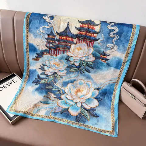 Women's Floral Print Long Scarf Lightweight Polyester Sun Protection Shawl Elegant Ladies Wrap For Summer Daily Wear