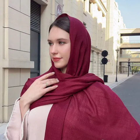 Casual Solid Color Cotton Linen Slub Long Scarf Lightweight Breathable Tassel Shawl Versatile Travel Wrap