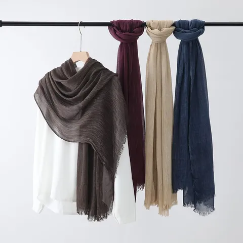 Women Solid Color Polyester Scarf Casual Long Shawl Versatile Tassels Wrap Fashion Winter Autumn Accessories
