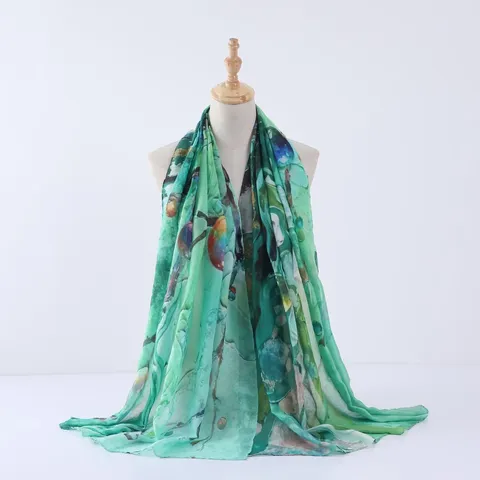 Women's Fashion Long Scarf Polyester Watercolor Tie-Dye Print Shawl Versatile Headscarf Daily Casual Travel Accessories