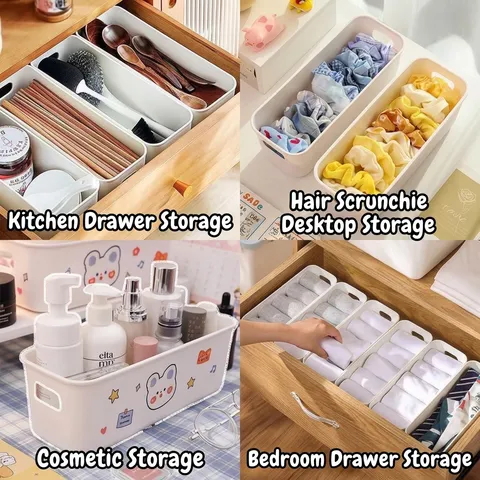 Minimalist Desktop Storage Box Rectangle Plastic Organizer Basket With Handle For Stationery Cosmetics Phone Case Home School Sorting