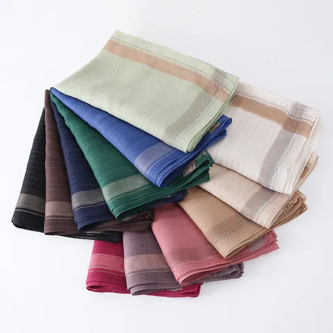 Women's Long Fashion Satin Scarf Elegant Gold Line Striped Thin Shawl Versatile Spring Autumn Scarf Headwear