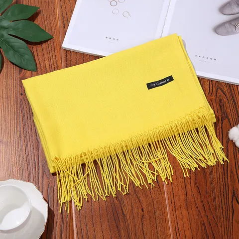 Women Winter Warm Solid Color Tassel Scarf Polyester Long Shawl Soft Casual Daily Fashion Neck Scarf Wrap