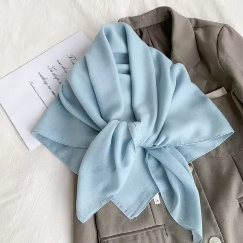 Women Solid Color Square Scarf Polyester Lightweight Minimalist Shawl Daily Casual Sun Protection Scarf Neckwear