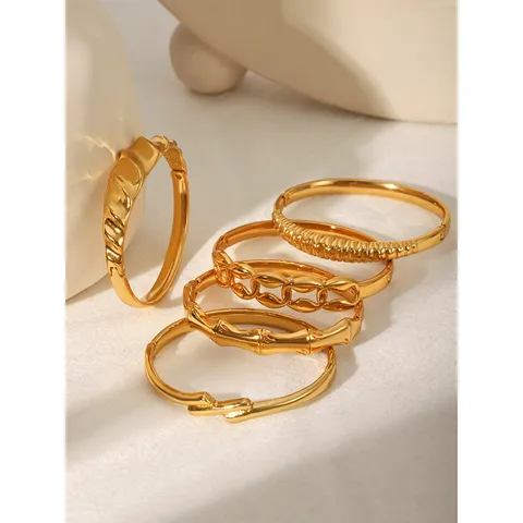 Minimalist Stainless Steel Irregular Bangle For Women Gold Plated Geometric Buckle Bracelet High Sense Fashion Jewelry Gift