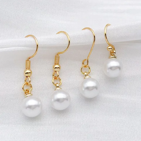 Crochets de Boucles d'Oreilles Plats Électroplaqués en Cuivre avec Perle Accessoires de Fabrication de Bijoux DIY Dorés et Argentés