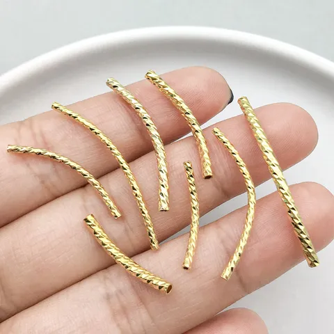 Minimalist Copper Curved Tube Beads Electroplated Gold Plated Spacer Findings For DIY Jewelry Making Pendants
