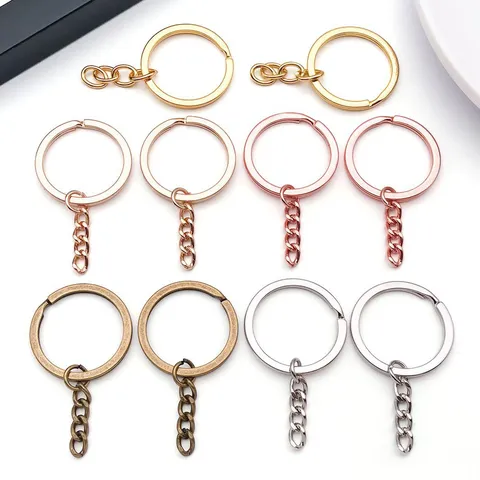Minimalist Zinc Alloy Keychain Rings DIY Jewelry Accessories Key Ring Chain With Electroplated Multicolored Finish