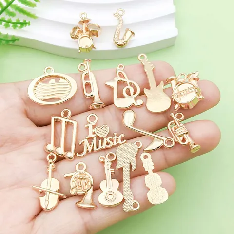 KC Gold Alloy Musical Instruments And Notes Charms DIY Bracelet Necklace Jewelry Accessories Craft Findings