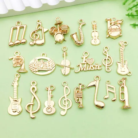 KC Gold Alloy Musical Instruments And Notes Charms DIY Bracelet Necklace Jewelry Accessories Craft Findings