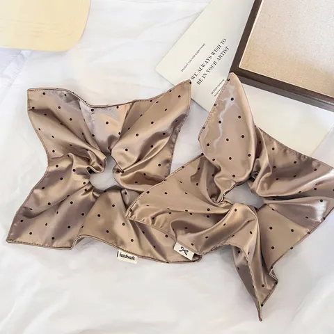 Σατέν Πουά Scrunchie Για Γυναίκες Γαλλικό Βίντατζ Σκουφάκι Μαλλιών Με Μακριά Σερπαντίνα Κομψά Αξεσουάρ Μαλλιών