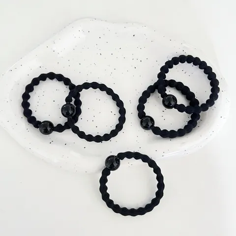 Minimalistικό Ελαστικό Λάστιχο Μαλλιών από Nylon Γυναικείο Μαύρο Σχοινί Μαλλιών με Χάντρες Καθημερινά Αξεσουάρ