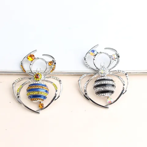 Halloween Spinne Brosche Legierung Emaille Strass Tier Revers Nadel Für Anzug Persönlichkeit Mode Schmuck Unisex Geschenk