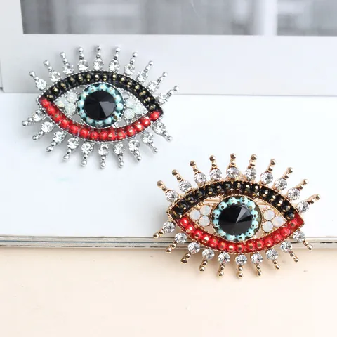 Franse Retro Zinklegering Strass Boze Oog Brosche Pin Voor Dames Heren Mode Sieraden Cadeau Goud Zilver Reversspeld