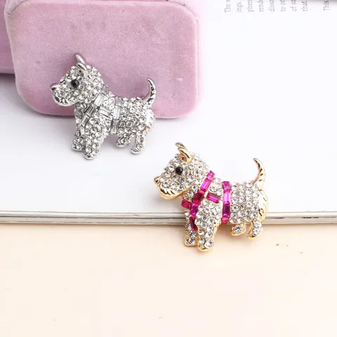 Süße Hund Brosche Zinklegierung Emaille Strass Scottish Terrier Tier Anstecknadel Für Damen Bekleidung Dekoration Schmuck