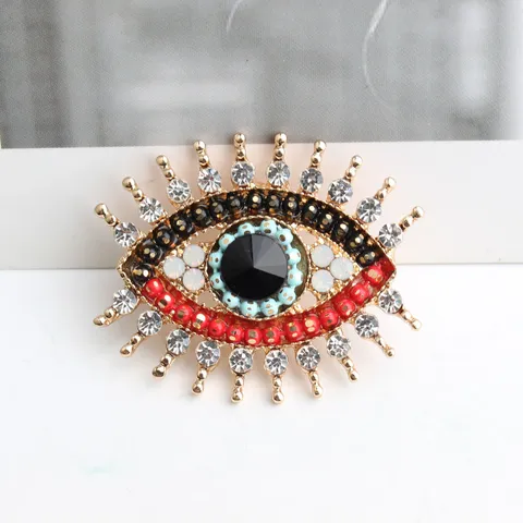 Franse Retro Zinklegering Strass Boze Oog Brosche Pin Voor Dames Heren Mode Sieraden Cadeau Goud Zilver Reversspeld
