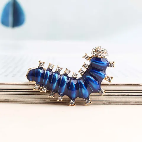 Creative Zinc Alloy Rhinestone Caterpillar Brooch Enamel Glaze Insect Animal Clothing Decoration Pins For Unisex Fashion Jewelry Accessories