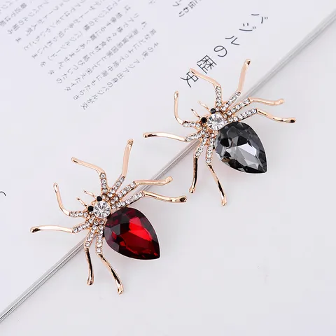 Fashion Zinc Alloy Rhinestone Spider Brooch European Style Crystal Insect Pin Gift For Men Women Costume Apparel Badge Jewelry