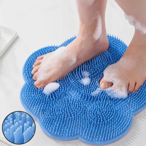 Silicone Foot Scrubber Mat Bath Foot Massager Non-Slip Shower Foot Washer With Suction Cups Exfoliating Cleaner For Bathroom