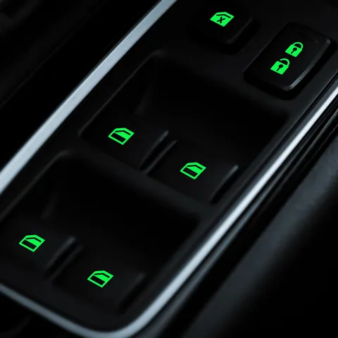 Car Window Sticker Luminous Warning Button Decal Fluorescent Car Window Switch Interior Decoration Reflective Sticker