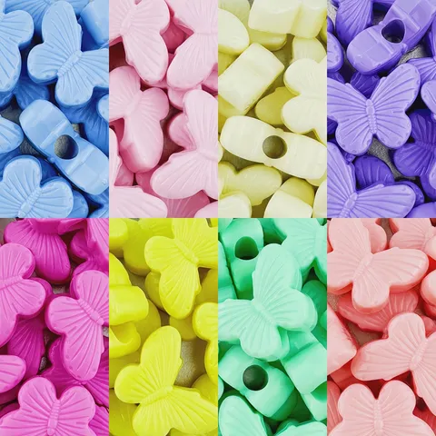 Acrylic Butterfly Beads Large Hole Loose Beads For DIY Jewelry Making Bracelet Craft Supplies Colorful Craft Accessories