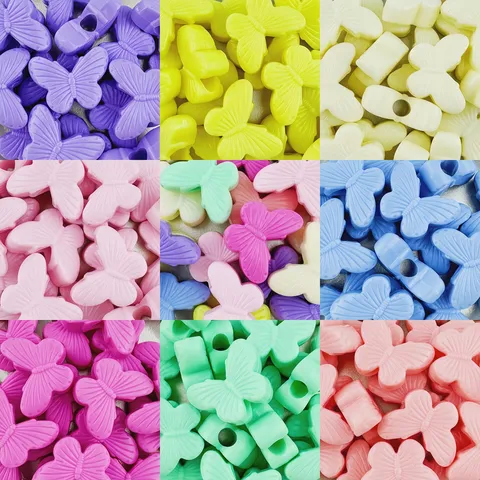 Acrylic Butterfly Beads Large Hole Loose Beads For DIY Jewelry Making Bracelet Craft Supplies Colorful Craft Accessories