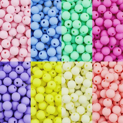 Colorful Acrylic Matte Round Beads Bulk Loose Beads For DIY Bracelet Necklace Jewelry Making Crafts Handmade Supplies