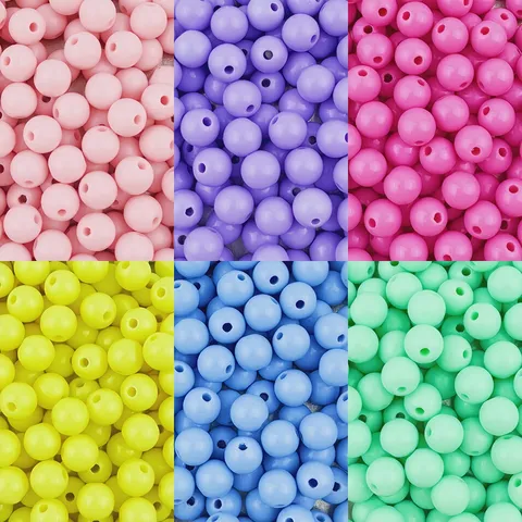Colorful Acrylic Round Beads Solid Loose Beads For DIY Handmade Bracelet Necklace Jewelry Making Craft Accessories