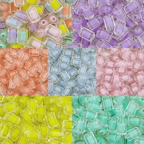 Perles en Vrac Colorées en Cylindre Acrylique avec Couleur Intérieure pour Bracelets Faits Main DIY et Accessoires de Bijoux