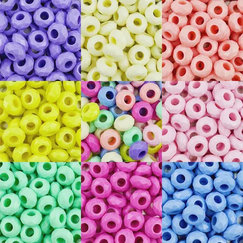 Perles Abaque Facettées en Acrylique Coloré Perles Vrac Plates de Roue pour Bracelet Fait Main Bijoux Accessoires Artisanaux DIY