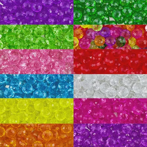 Perles Rondelle Facettées en Acrylique Transparent Perles Vrac Pour DIY Bracelet Collier Fabrication de Bijoux Accessoires