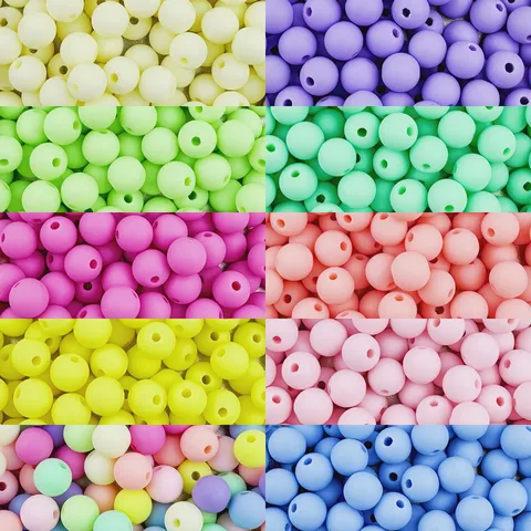 Colorful Acrylic Matte Round Beads Bulk Loose Beads For DIY Bracelet Necklace Jewelry Making Crafts Handmade Supplies