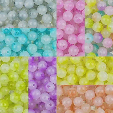 Perles Rondes en Acrylique Dégradé Bicolore Perles en Vrac Pour Fabrication de Bijoux DIY Artisanat Bracelet Collier Accessoires