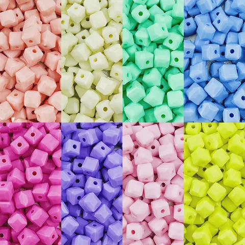 Colorful Acrylic Cube Square Spacer Beads Acrylic Material For DIY Bracelet Jewelry Making Handcraft Accessories