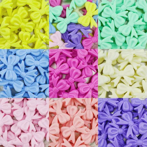 Acrylic Bowknot Beads Bulk DIY Jewelry Making Cute Bow Loose Beads For Bracelet Handcraft Accessories
