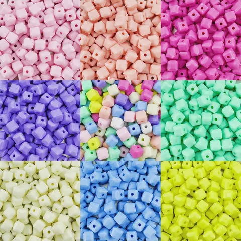 Colorful Acrylic Cube Square Spacer Beads Acrylic Material For DIY Bracelet Jewelry Making Handcraft Accessories