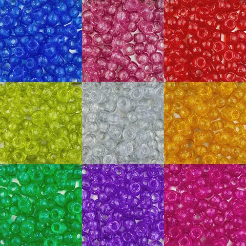 Perline a Barilotto in Acrilico Perline Glitter Foro Grande Perline Sfuse per Treccie di Capelli DIY Creazione Gioielli