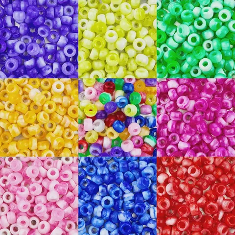 Acrylic Pony Beads Large Hole Barrel Beads For Hair Braiding Dreadlocks DIY Jewelry Making Craft Supplies
