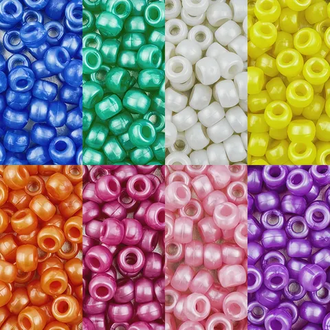 Perle a Barilotto Perlate Acriliche Perle Sciolte Colorate Foro Grande Perle Pony per Treccia di Capelli Fai da Te Gioielli