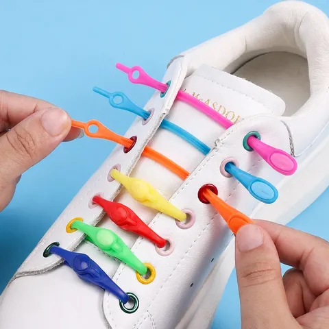 Tie-Free Elastic Silicone Shoelaces Colorful Stretch Shoelace Buckle For Sneakers Casual Shoes Footwear Accessories