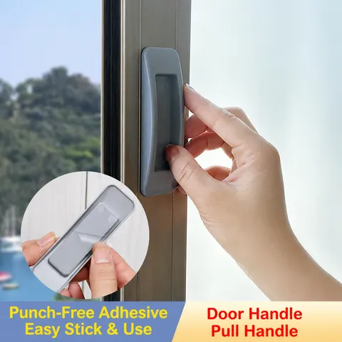 Punch-Free Self-Adhesive Door Window Handle Modern Minimalist Plastic Pull Handle For Cabinet Wardrobe Drawer