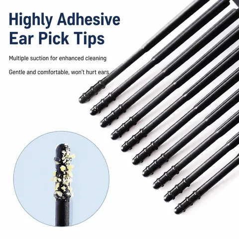 Black Sticky Ear Cleaning Picks Portable Plastic Earwax Removal Sticks Household Daily Ear Care Tool Set