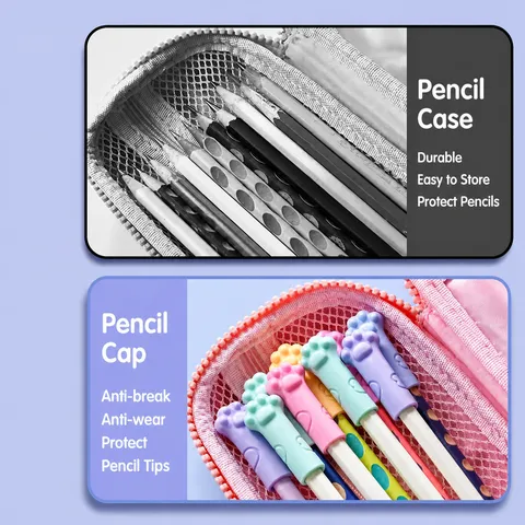 Silicone Cat Claw And Head Pencil Cap Protector Cute Student Stationery Eraser Extension Pencil Cover School Supplies