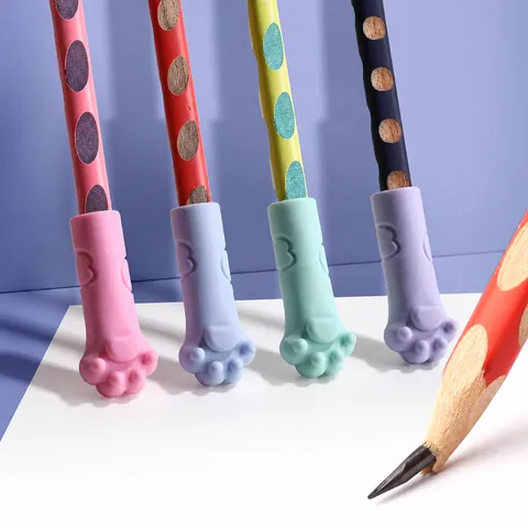 Silicone Cat Claw And Head Pencil Cap Protector Cute Student Stationery Eraser Extension Pencil Cover School Supplies