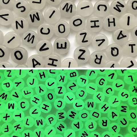 Luminous Acrylic Letter Beads Glow In The Dark Black Letters Loose Beads For DIY Handmade Friendship Bracelet Jewelry