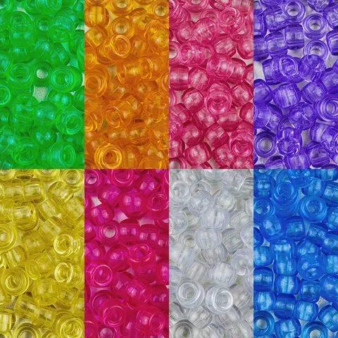Perle a Barilotto in Acrilico Trasparente Perle Pony a Foro Largo per Treccine di Capelli Accessori per Artigianato di Gioielli Fai da Te