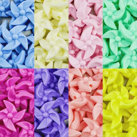 Acrylic Pinwheel Loose Beads Colorful Spacer Beads For DIY Bracelet Necklace Keyring Jewelry Making Accessories