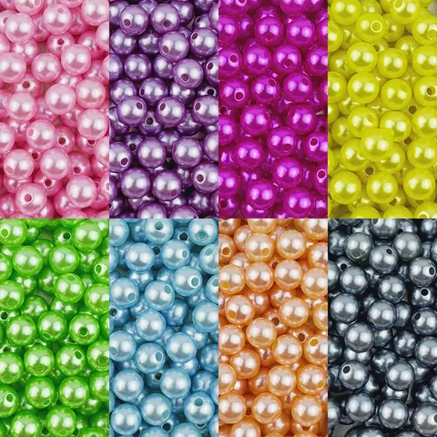 ABS Imitation Pearl Beads Round Loose Beads With Hole Colorful DIY Jewelry Making Craft Accessories